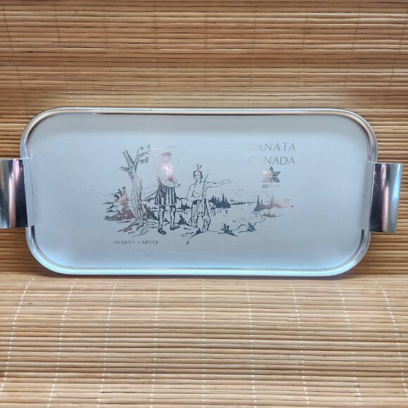 Canada Centennial Tray / Plaque Jacques Cartier Kanata Hochelaga Aluminium - Picture 9 of 9